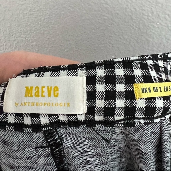 Maeve Anthropologie Black High Waisted Skinny Gingham Pants 2 - Picture 7 of 10